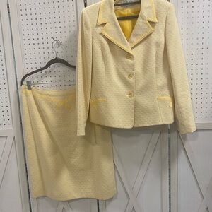 Le Suit Yellow and White Jacquard Set